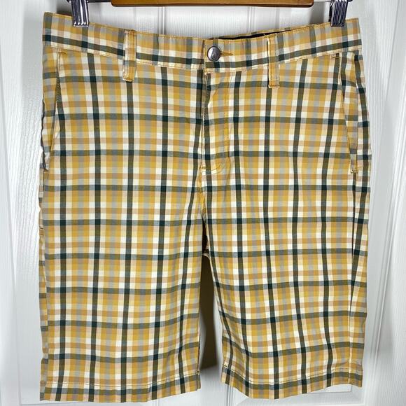 Volcom Other - Volcom Frickin Mini Check Stretch Shorts Yellow Gray Plaid Mens Size 30